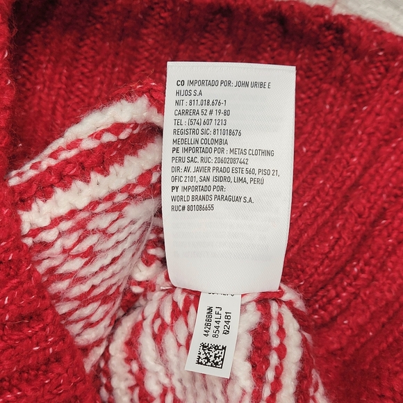 American Eagle Sweater Womens S Fair Isle Snowdrift Knit Red White NWT - Picture 10 of 12